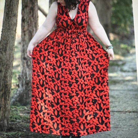 EUC Plenty by Tracy Reese Black/Red Floral Print Robin Dress in Women's X-Large - Picture 7 of 12